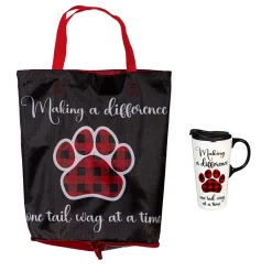 Plow & Hearth Pet Products|Travel Cups>Making a Difference Ceramic Perfect Cup and Compact Tote Giftset, 17oz, Gift Box
