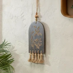 Plow & Hearth Wall Art>Mango Wood and Jute Wall Sign, 23"H