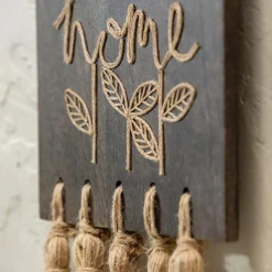 Plow & Hearth Wall Art>Mango Wood and Jute Wall Sign, 23"H