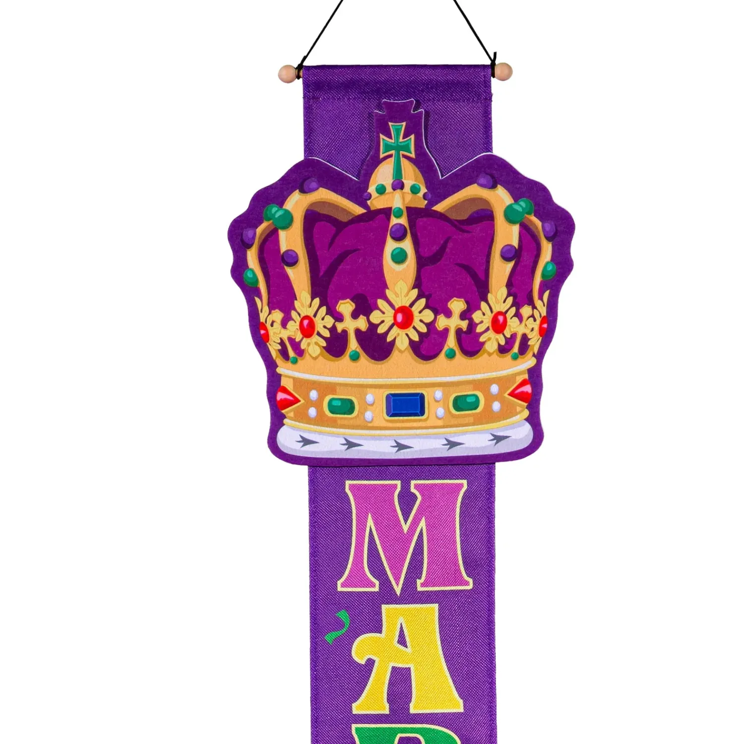 Plow & Hearth Fabric Door Hangers>Mardi Gras Crown Door Banner