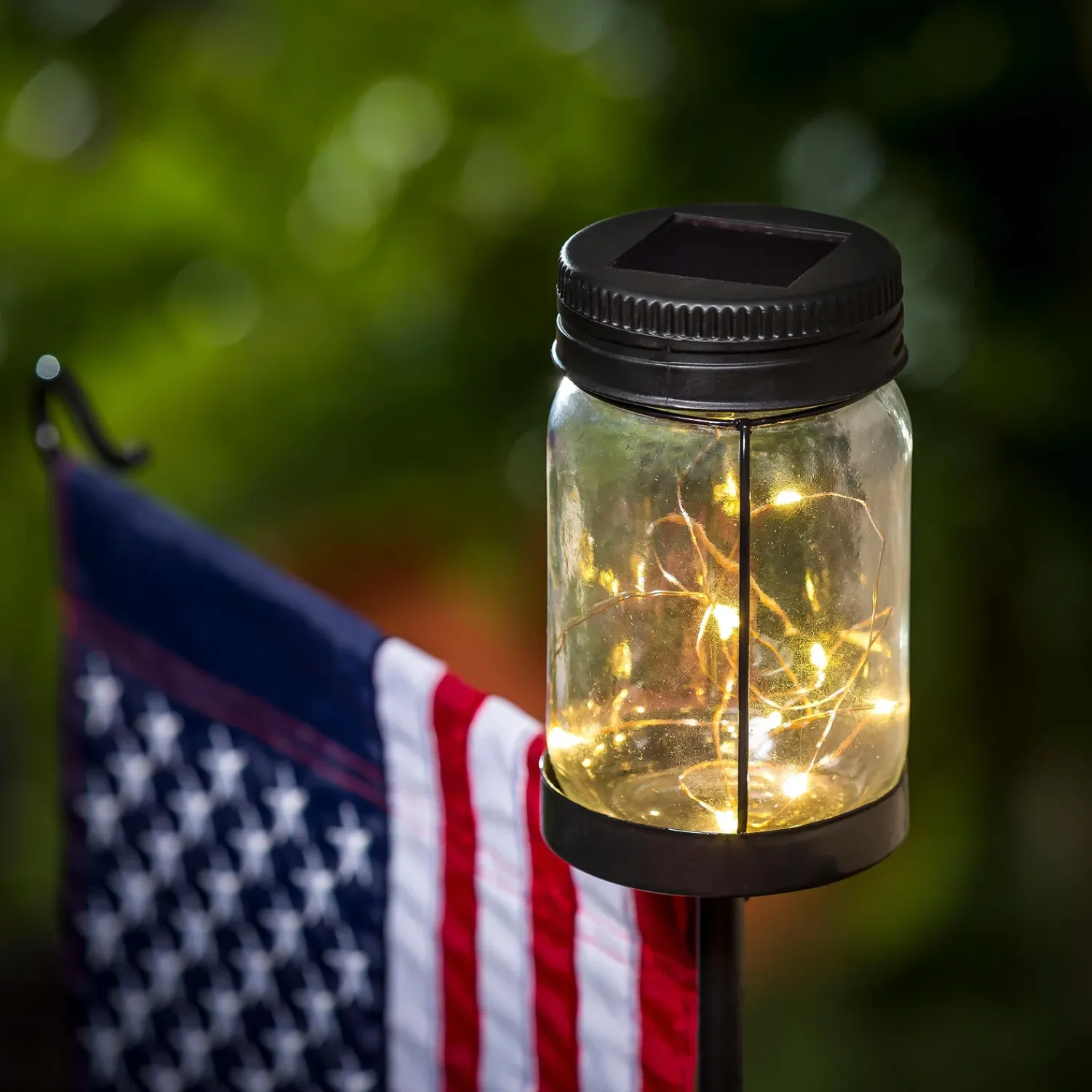 Plow & Hearth Solar Accents|Flag Accessories>Mason Jar Solar Garden Flag Stand, KD