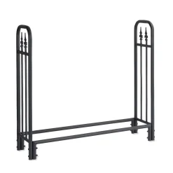 Plow & Hearth Outdoor Clean Up|Wood Storage & Wood Racks>Medium Heavy Duty Steel Wood Rack with Finial Design