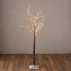 Plow & Hearth Lighted Trees & Garlands>Medium Indoor/Outdoor Birch Tree with 400 Warm White Lights Brown