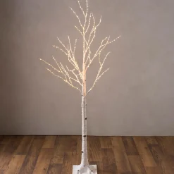Plow & Hearth Lighted Trees & Garlands>Medium Indoor/Outdoor Birch Tree with 400 Warm Lights White