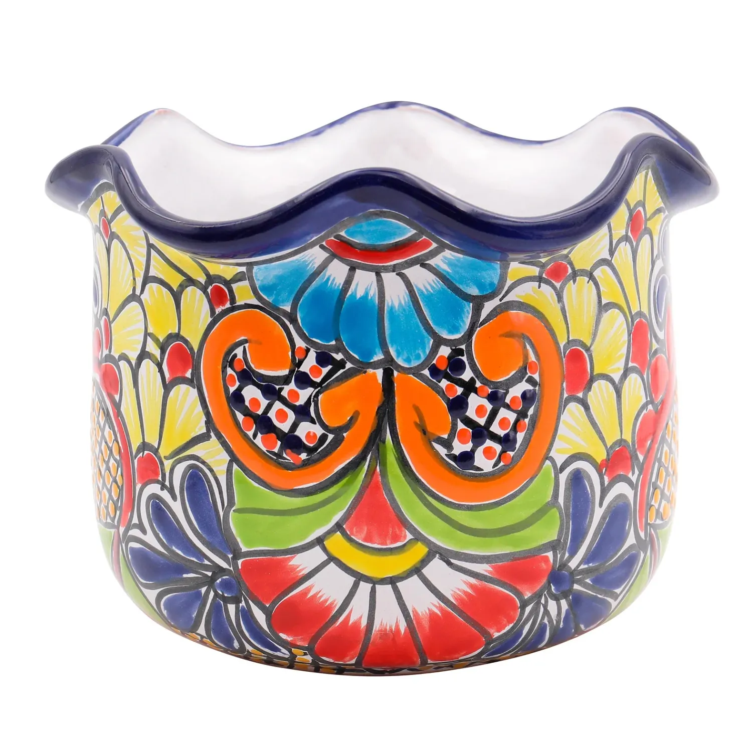 Plow & Hearth Planters & Plant Stands>Medium Japanese Style Authentic Talavera Planter