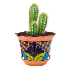 Plow & Hearth Planters & Plant Stands>Medium Ripple Rim Talavera Flower Pot