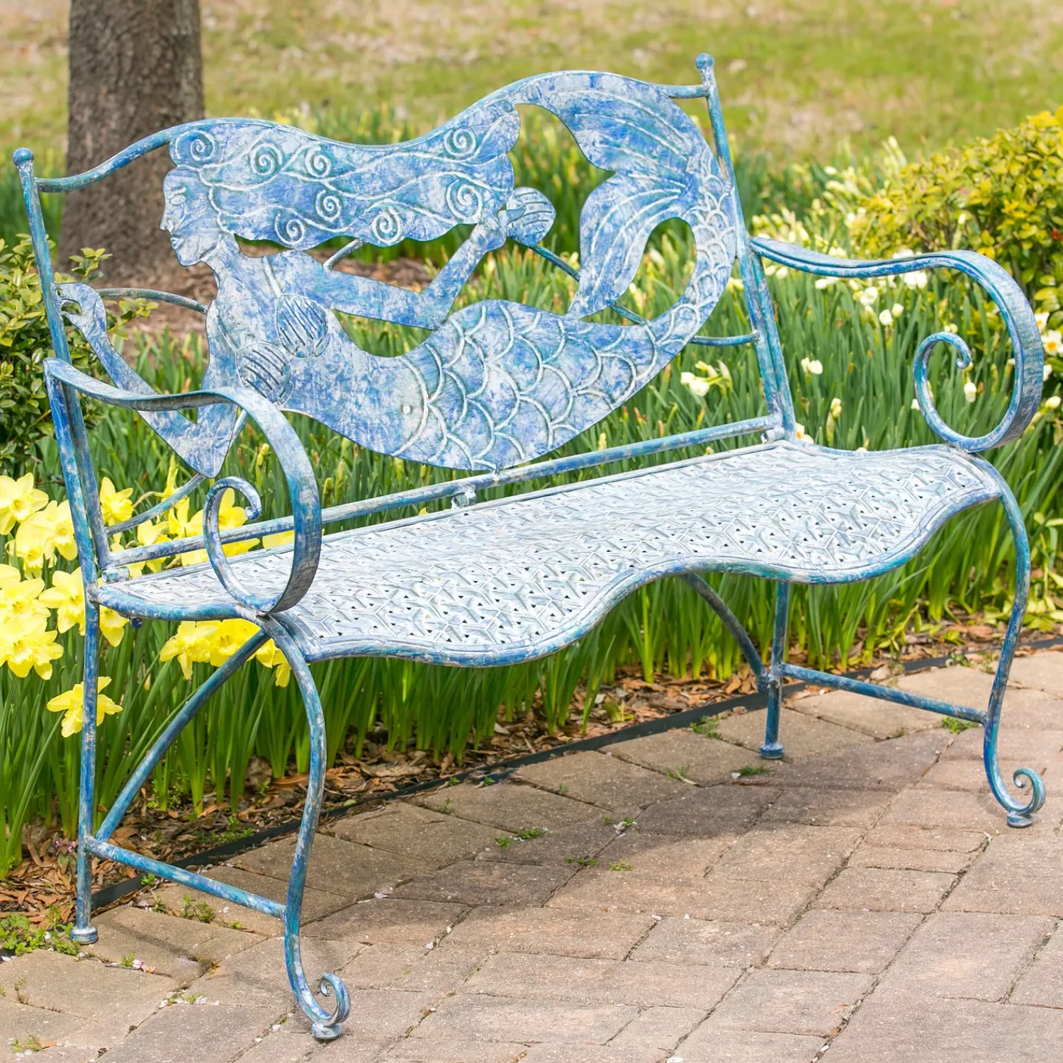 Plow & Hearth Outdoor Benches>Mermaid Metal Bench