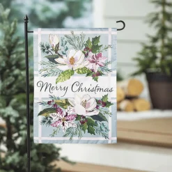 Plow & Hearth Garden Flags>Merry Christmas Floral Applique Garden Flag