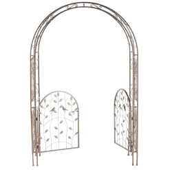Plow & Hearth Arbors & Trellises>Metal Arched Birds and Leaves Garden Arbor with Gate