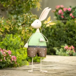 Plow & Hearth Garden Statues>Metal Bunny With Butterfly Garden Statue