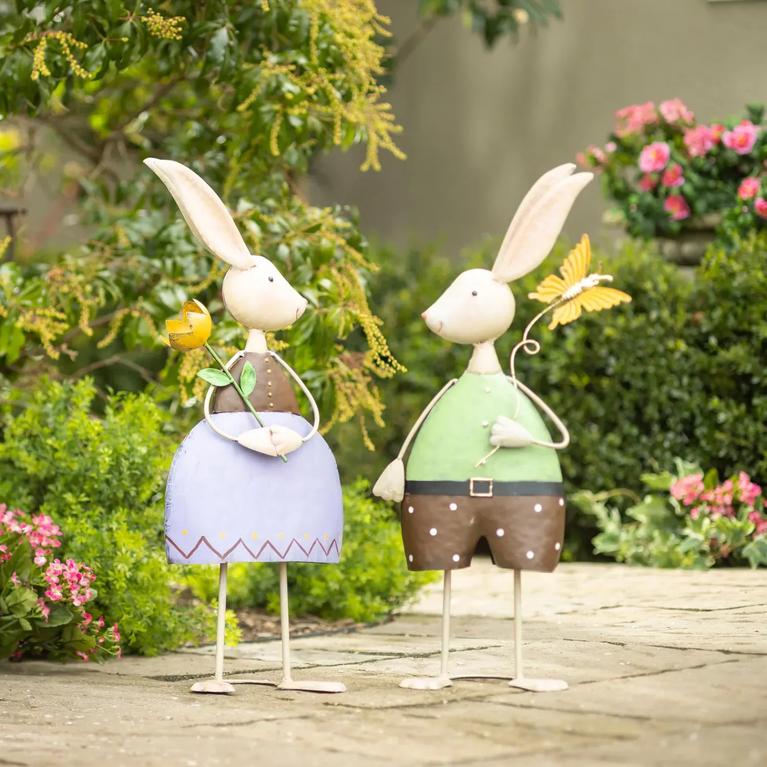 Plow & Hearth Garden Statues>Metal Bunny With Butterfly Garden Statue