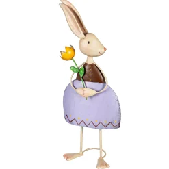 Plow & Hearth Garden Statues>Metal Bunny With Flower Garden Statue