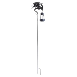 Plow & Hearth Garden Stakes>Metal Dragon Silhouette Garden Stake with Solar Lantern