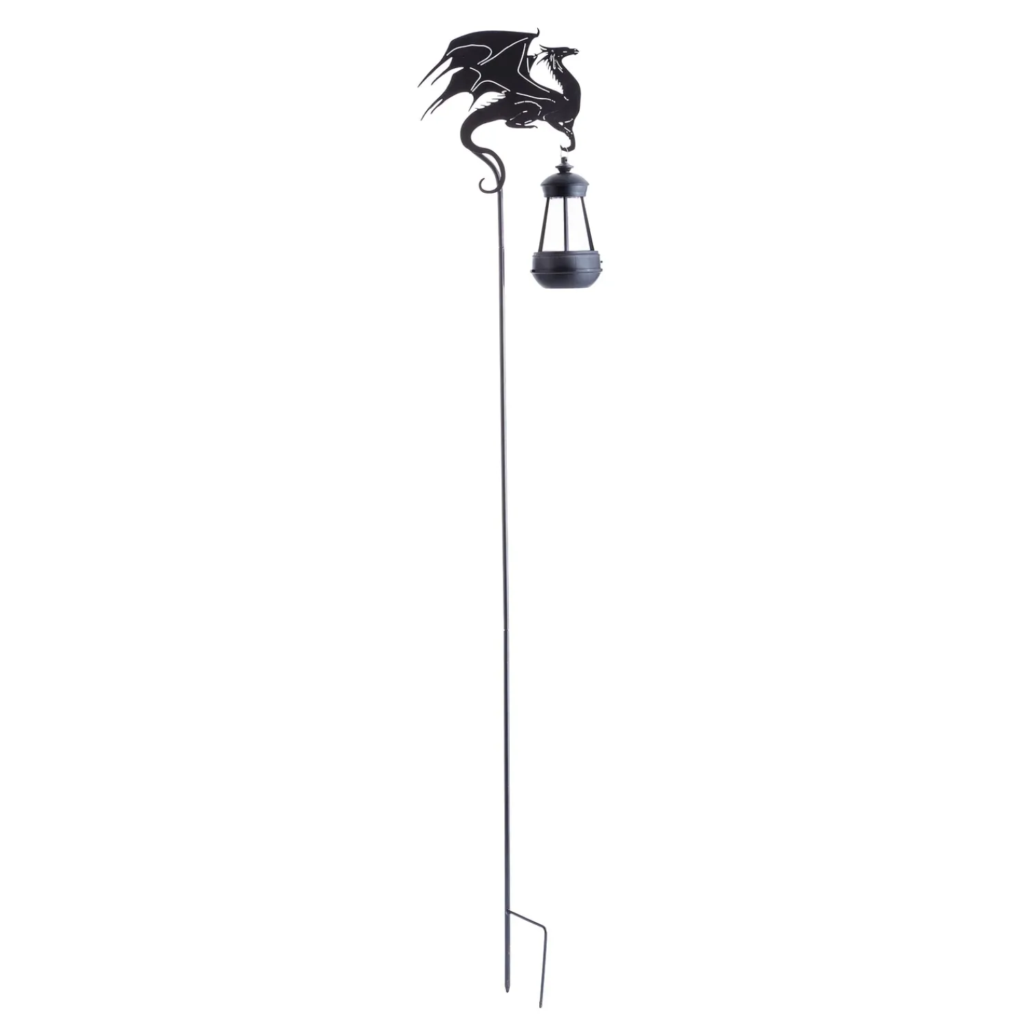 Plow & Hearth Garden Stakes>Metal Dragon Silhouette Garden Stake with Solar Lantern