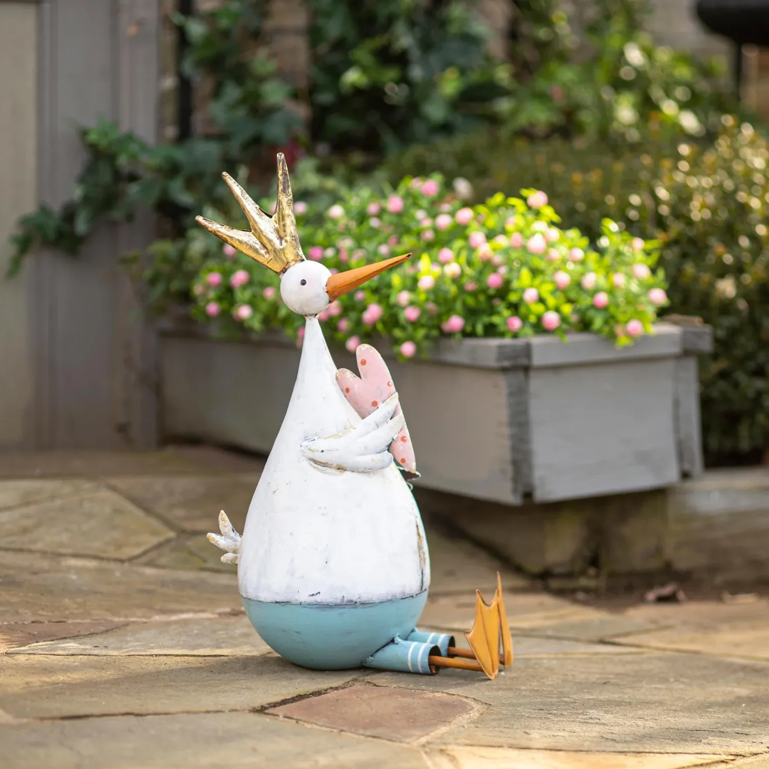 Plow & Hearth Garden Statues>Metal Duck With Heart Garden Statue