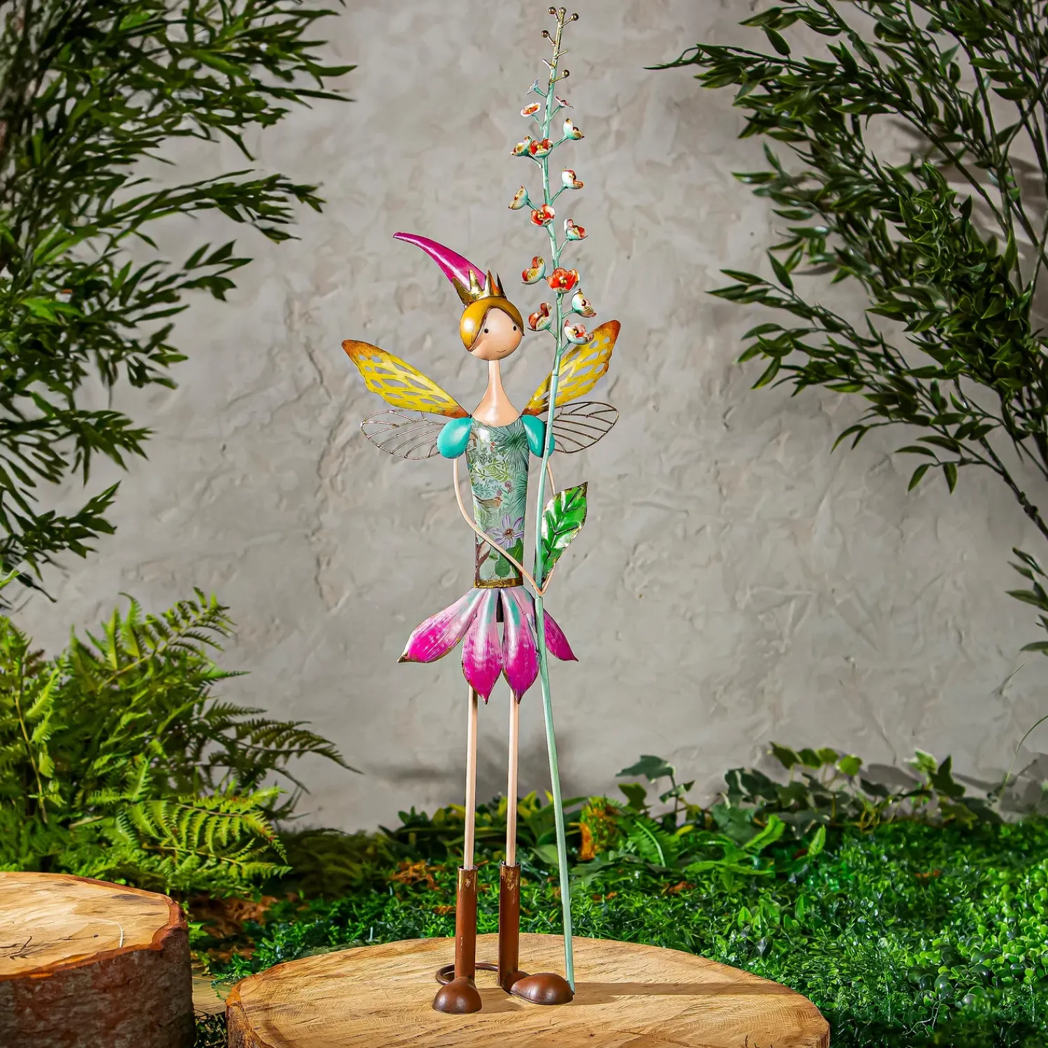 Plow & Hearth Garden Statues>Metal Fairy Queen With Greenery Statue, 36"H
