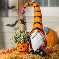 Plow & Hearth Planters & Plant Stands>Metal Halloween Gnome Garden Planter