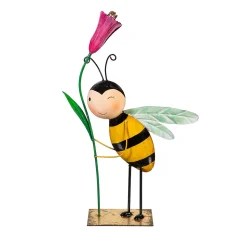 Plow & Hearth Garden Statues>Metal Happy Bee With Pink Flower Statue, 20"H
