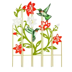 Plow & Hearth Garden Stakes>Metal Hummingbird Landscape Panel Stake Set