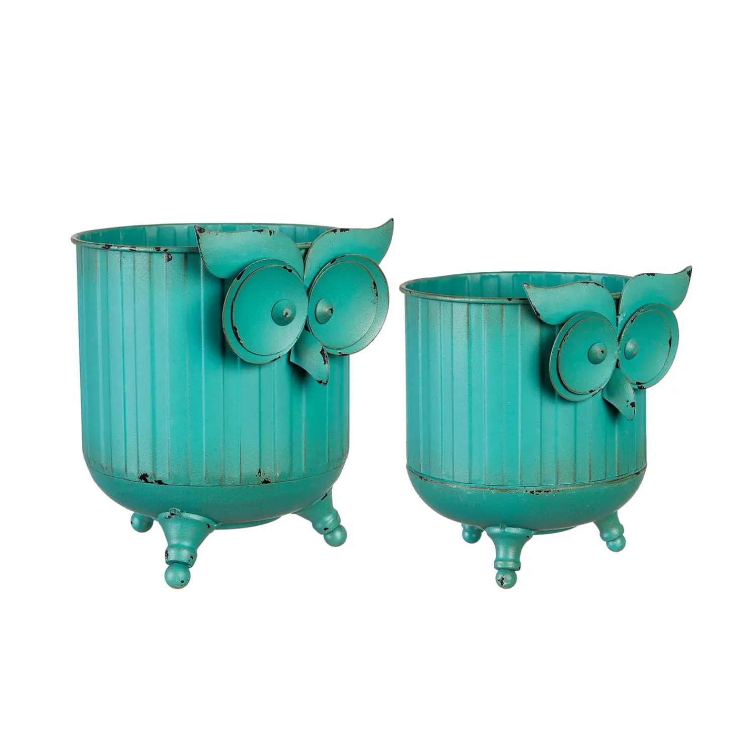 Plow & Hearth Planters & Plant Stands>Metal Owl Planter Set of 2