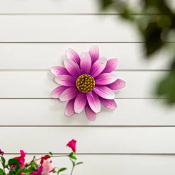 Plow & Hearth Wind Spinners>Metal Pink Sunflower Wall Spinner, 13"