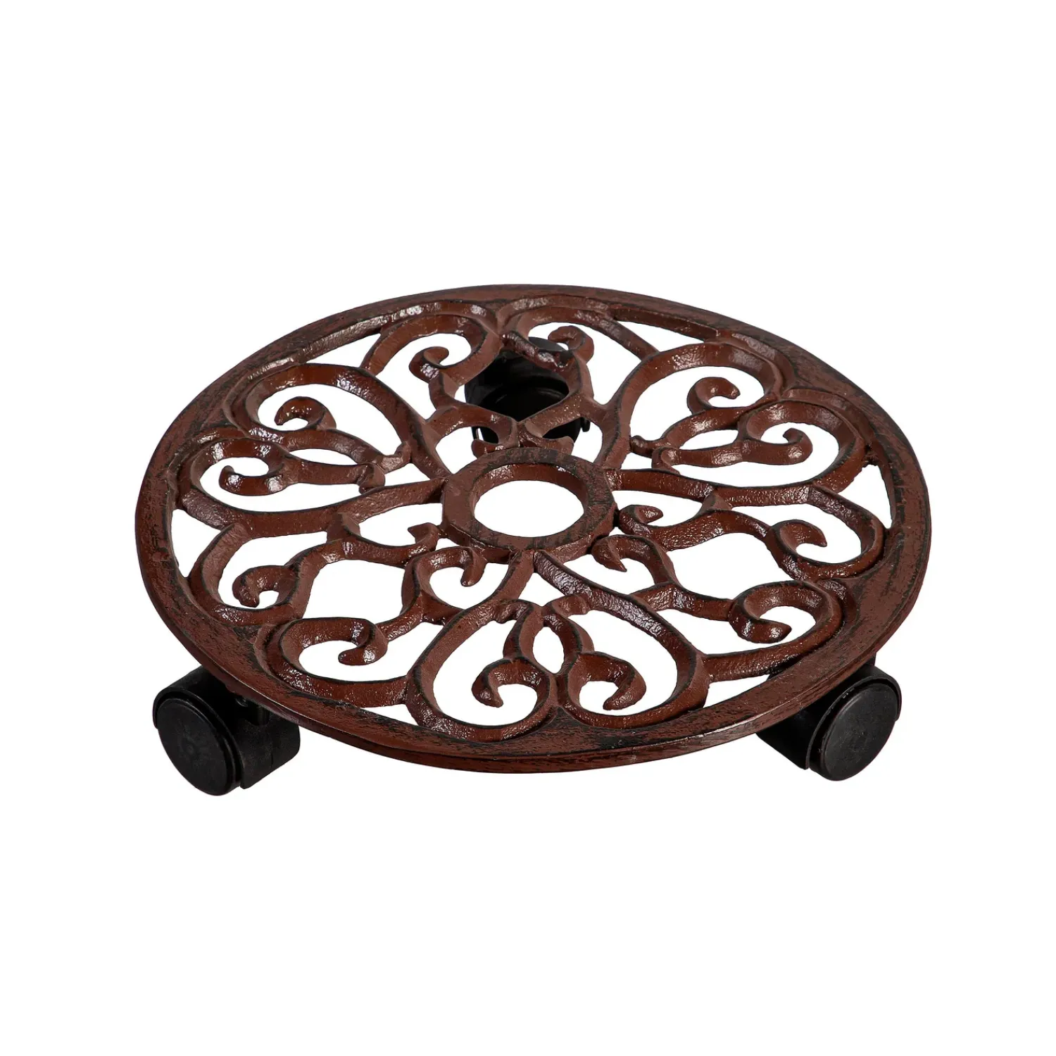 Plow & Hearth Planters & Plant Stands>Metal Plant Caddy, Brown Floral