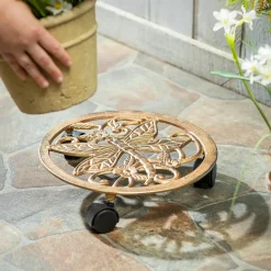 Plow & Hearth Faux Flowers & Plants>Metal Plant Caddy, Dragonfly