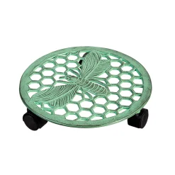 Plow & Hearth Faux Flowers & Plants>Metal Plant Caddy, Green Bee