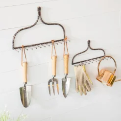 Plow & Hearth Chests & Storage Cabinets|Wall Art>Metal Rake Wall Hooks, Set of 2