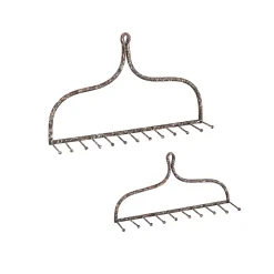 Plow & Hearth Chests & Storage Cabinets|Wall Art>Metal Rake Wall Hooks, Set of 2