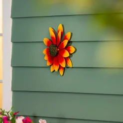 Plow & Hearth Wind Spinners>Metal Red Sunflower Wall Spinner, 13"