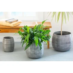Plow & Hearth Planters & Plant Stands>Metal Ribbed Planters, Set of 3