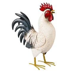 Plow & Hearth Garden Statues>Metal Rooster With Light Feathers Statue, 14"H