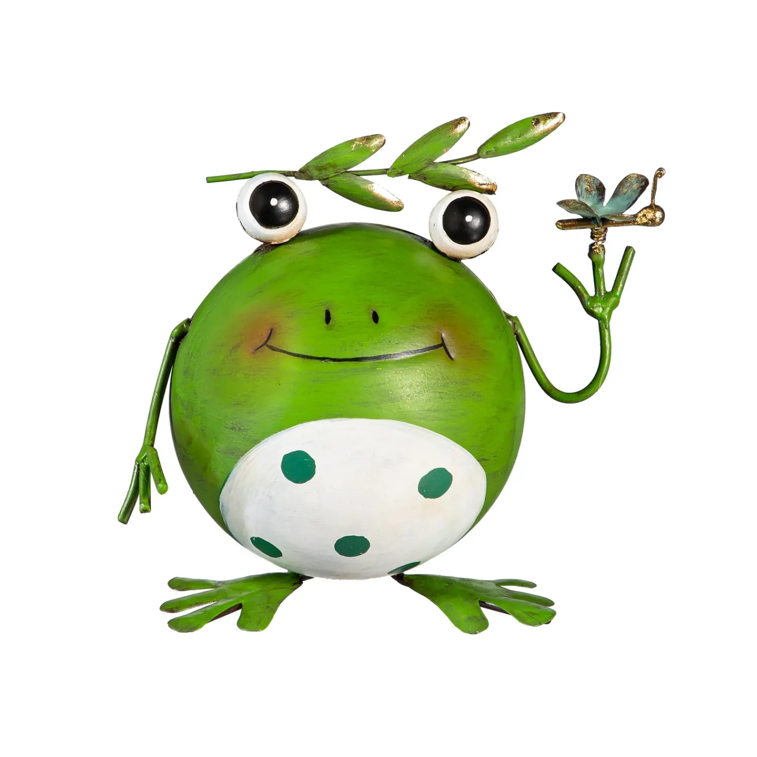 Plow & Hearth Garden Statues>Metal Round Leaf Frog Statue, 7"H