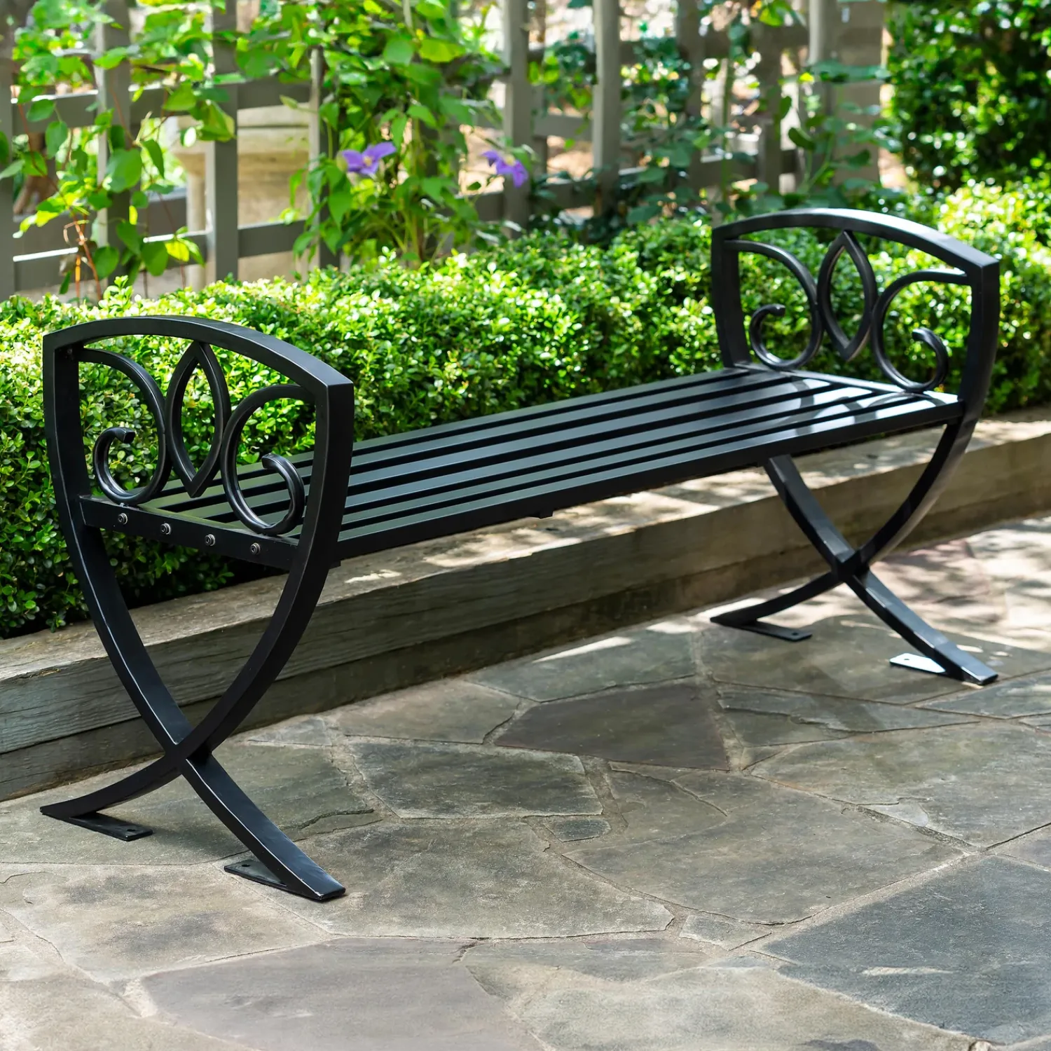Plow & Hearth Outdoor Benches>Metal Shield Backless Garden Bench