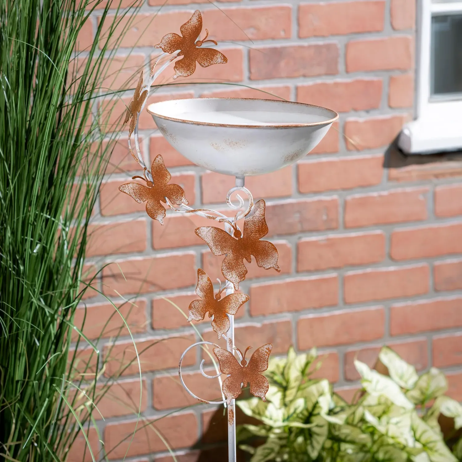 Plow & Hearth Birdbaths>Metal Staked Butterfly Bird Bath