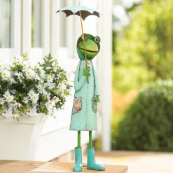 Plow & Hearth Garden Statues>Metal Storybook Frog Garden Statue Blue