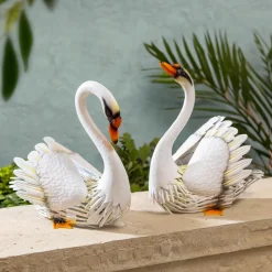 Plow & Hearth Garden Statues>Metal Swan Pair Statues, Set of 2, 14"H
