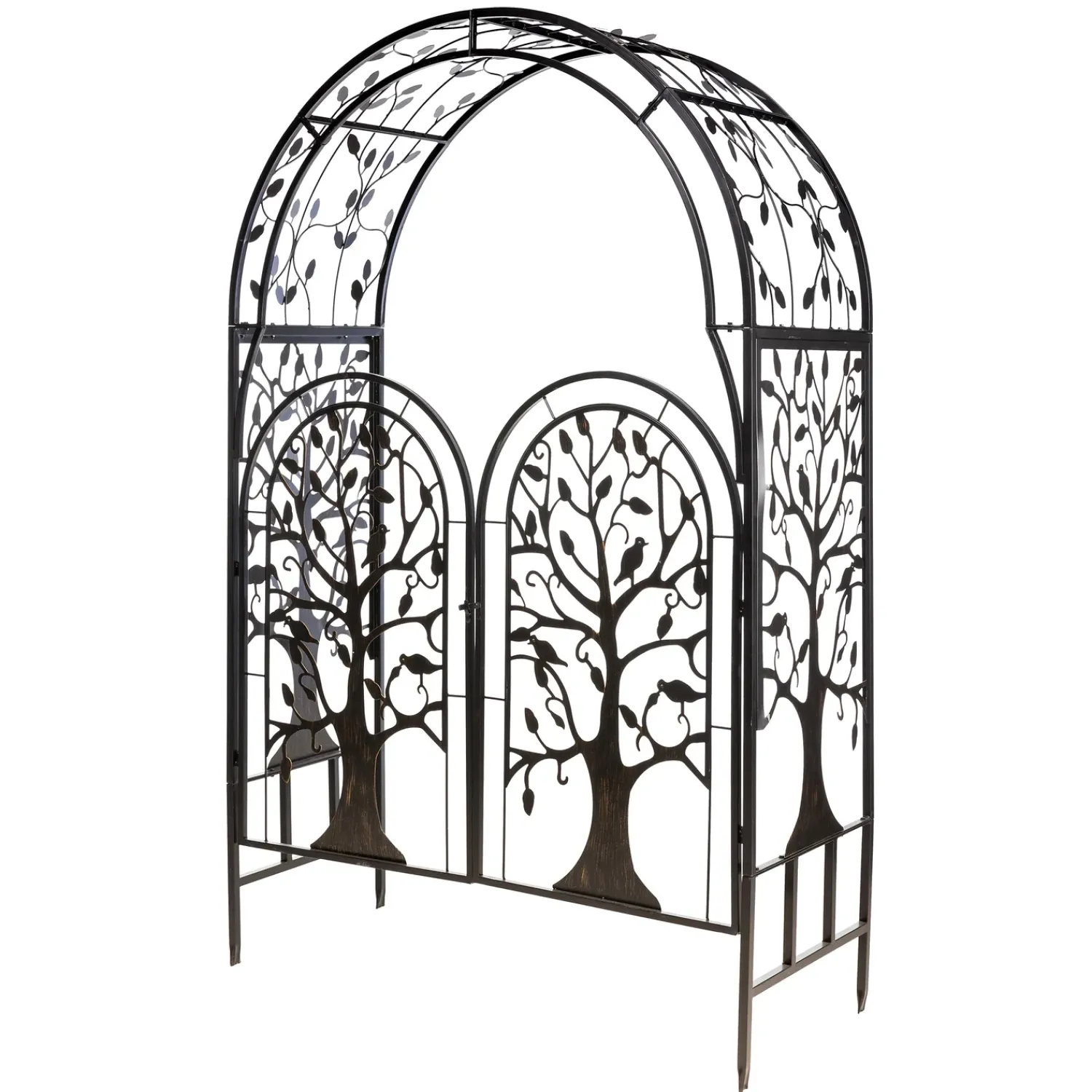 Plow & Hearth Arbors & Trellises>Metal Tree of Life Arched Garden Arbor with Gate
