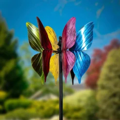 Plow & Hearth Wind Spinners>Metal Wind Spinner, Colorful Butterfly, 65"H