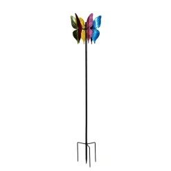 Plow & Hearth Wind Spinners>Metal Wind Spinner, Colorful Butterfly, 65"H