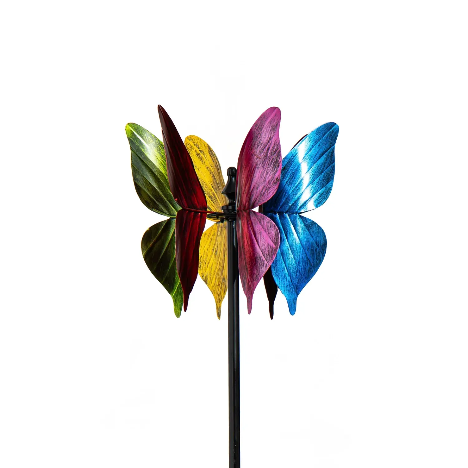 Plow & Hearth Wind Spinners>Metal Wind Spinner, Colorful Butterfly, 65"H