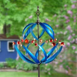 Plow & Hearth Wind Spinners>Metal Wind Spinner, Cool Spiral With Copper Flowers, 85"H