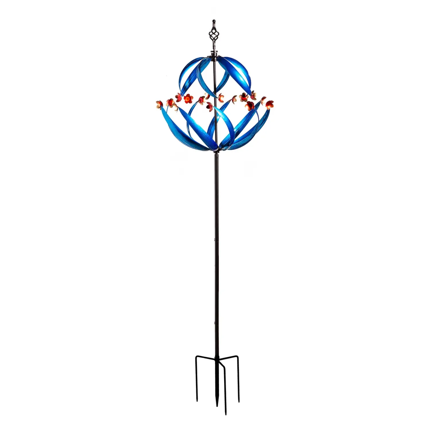 Plow & Hearth Wind Spinners>Metal Wind Spinner, Cool Spiral With Copper Flowers, 85"H