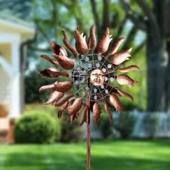 Plow & Hearth Wind Spinners>Metal Wind Spinner, Copper Sun, 75"H