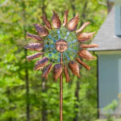 Plow & Hearth Wind Spinners>Metal Wind Spinner, Copper Sun, 75"H