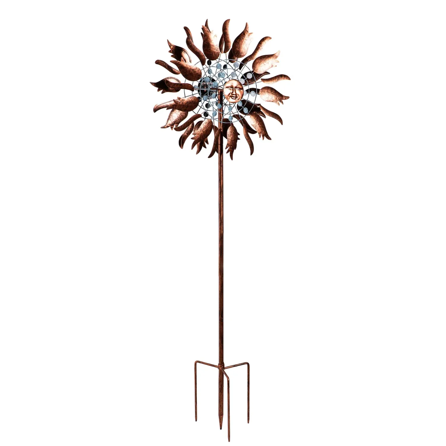Plow & Hearth Wind Spinners>Metal Wind Spinner, Copper Sun, 75"H