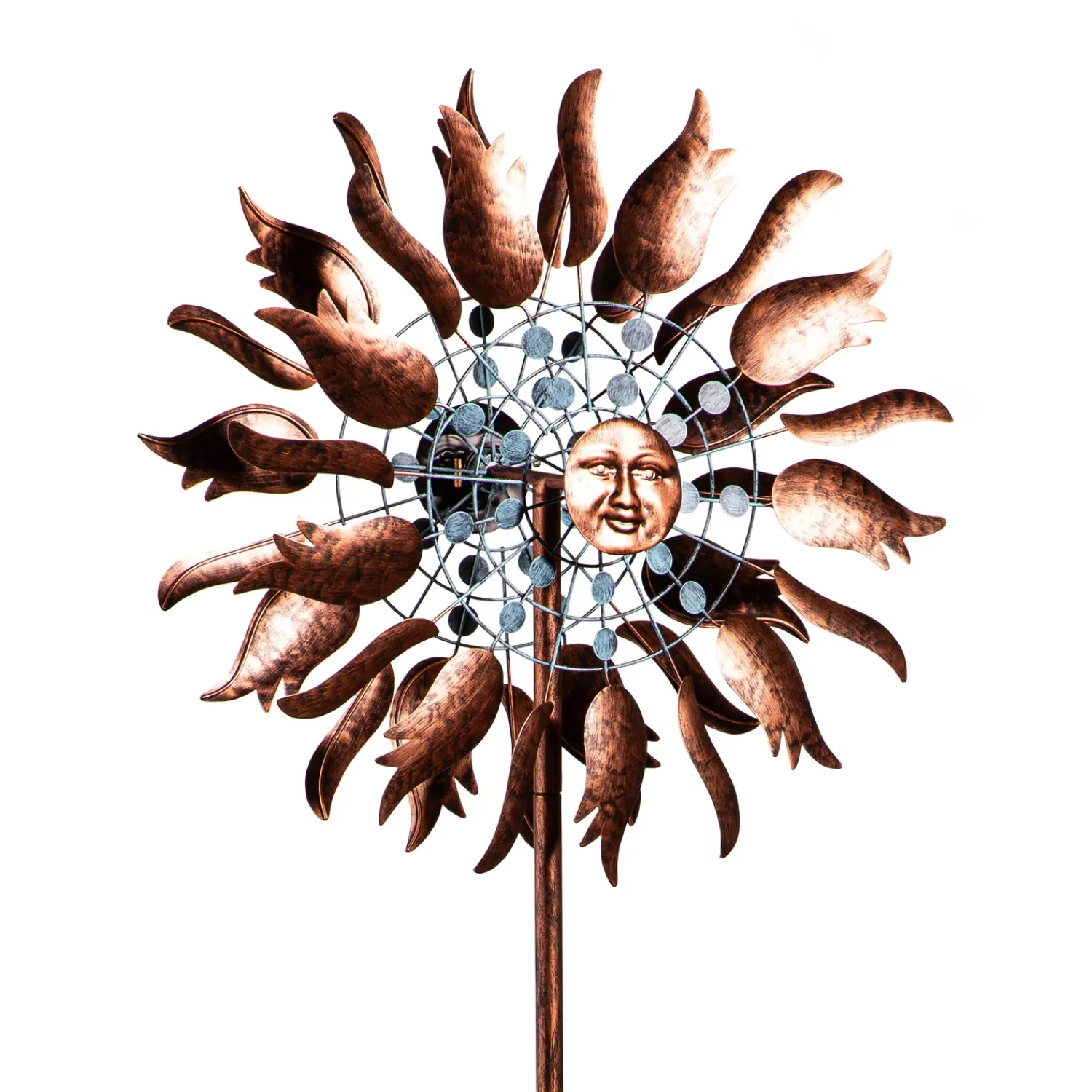 Plow & Hearth Wind Spinners>Metal Wind Spinner, Copper Sun, 75"H
