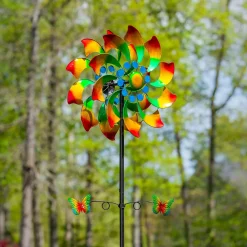 Plow & Hearth Wind Spinners>Metal Wind Spinner, Radiant Fan With Butterflies, 75"H