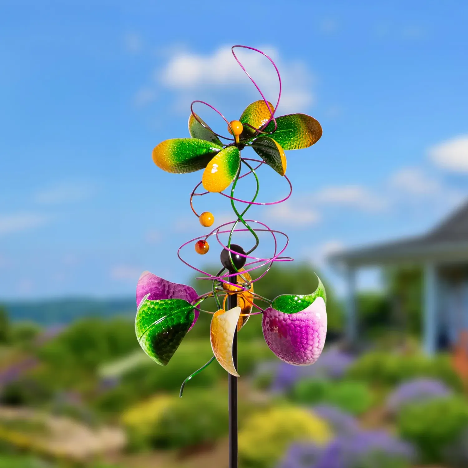 Plow & Hearth Wind Spinners>Metal Wind Spinner, Silly Spiral, 75"H